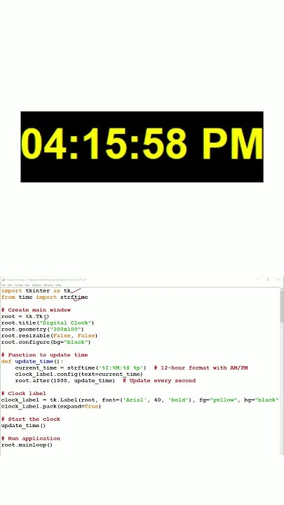 Digital Clock Using Python Tkinter #coding #education #python #project ...