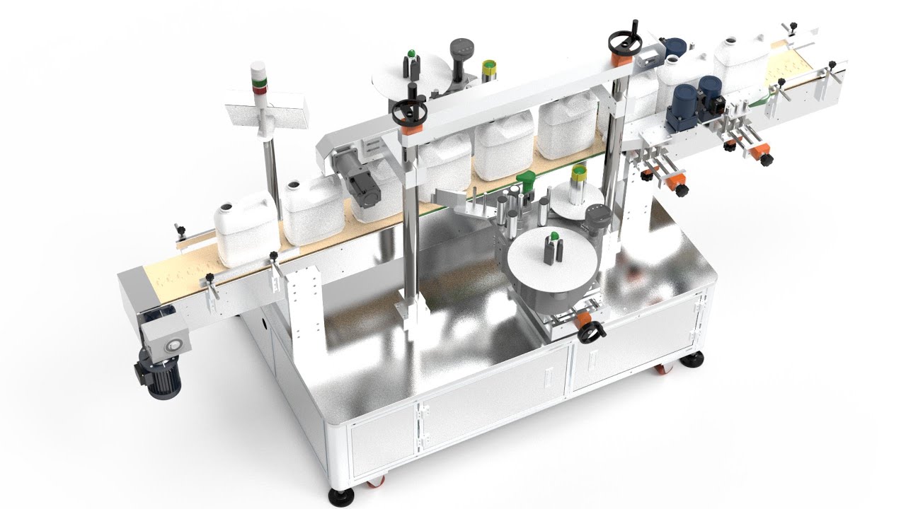 Two sides label applicator for flat round square bottles with German Novexx labeling engine SKILT