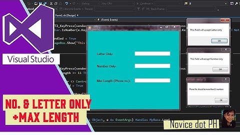 Text Box= Letter Only, Number Only & Max length in Vb.net || Visual Basic