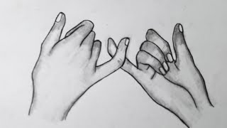 How To Draw Holding Hands Easy || Pinky Promise Drawing