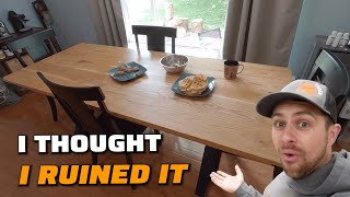 How I Built a Hickory Farmhouse Apron table with Metal X Legs.