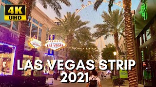 [4K] Las Vegas Strip at Dusk - 2021 Virtual Walking Tour - Treadmill Video - Binaural Audio