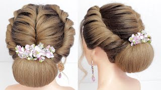 Easy low bun. Easy hairstyles. Wedding Bun Hairstyles. New Bridal Updo For Long.