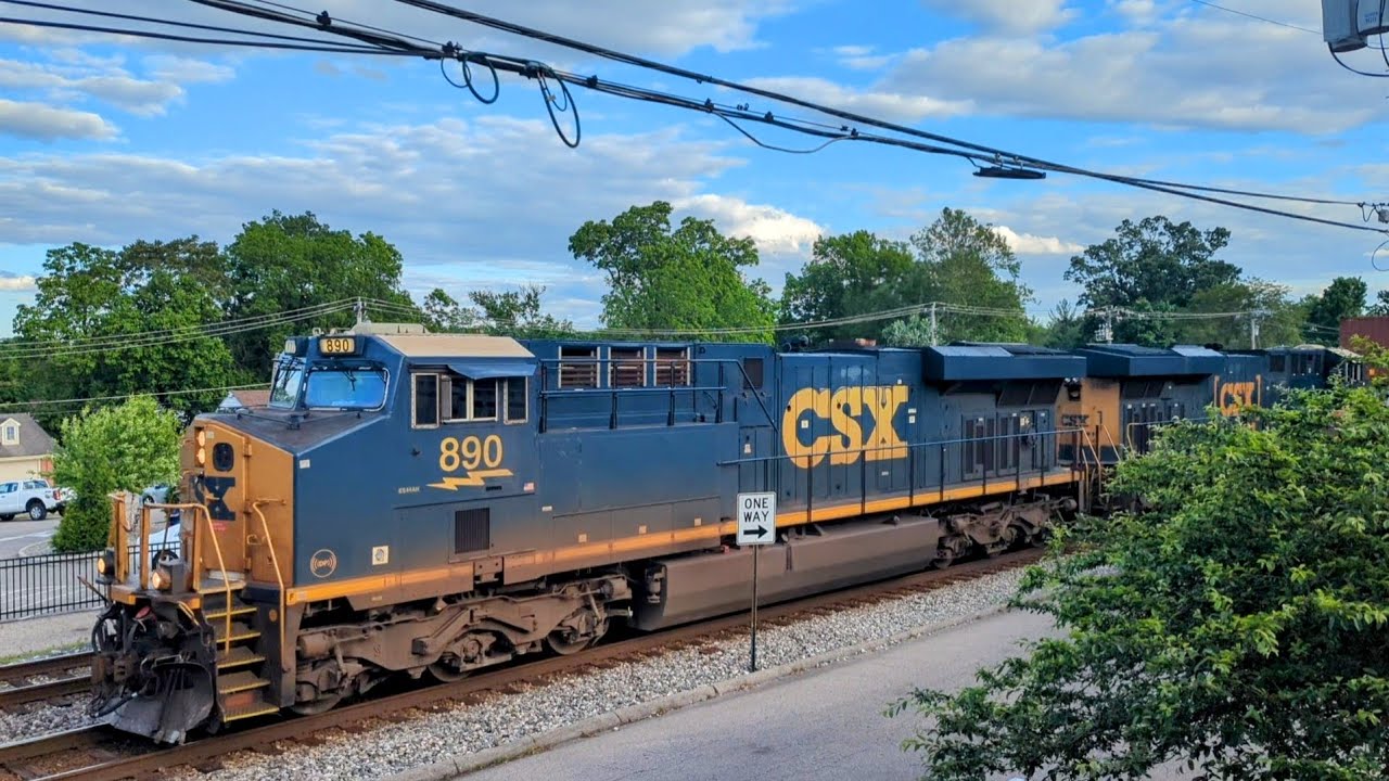 Northbound CSX I142 intermodal on track one, shot from 2nd floor porch ...