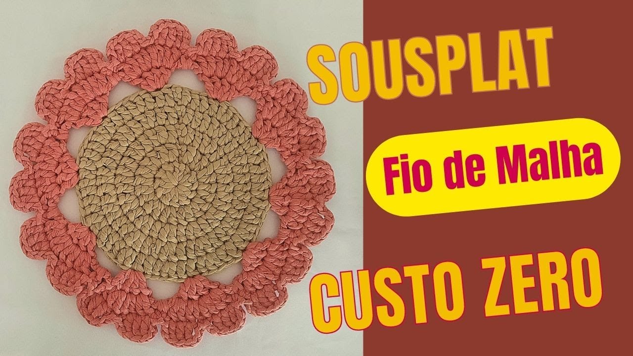 Sousplat Corações Crochê em Fio de Malha simples e fácil passo a passo completo 40cm