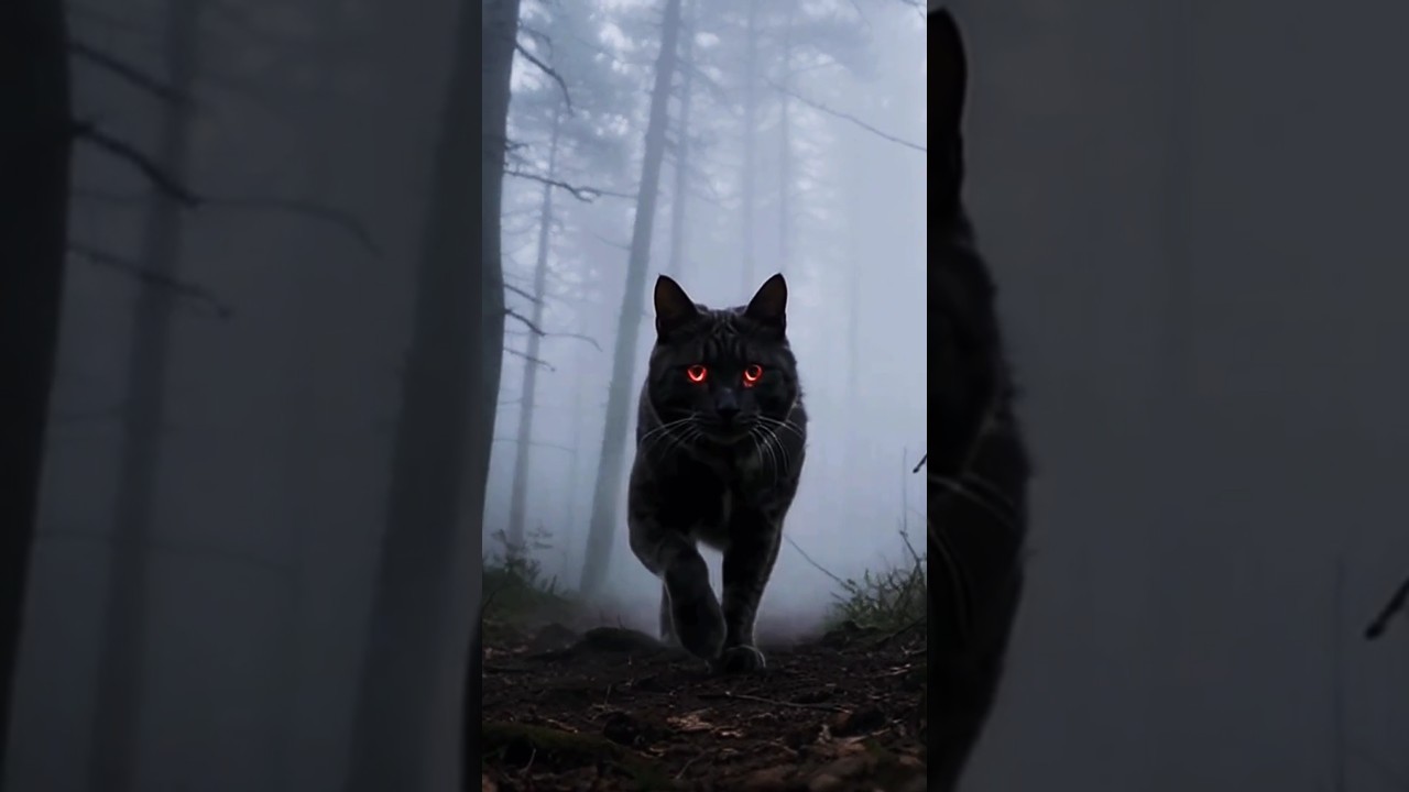 Black Cat with Red Eyes. 