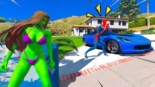 SHE HULK TROLOU HOMEM ARANHA e EXPLODIU O CARRO LAMBORGHINI no GTA 5