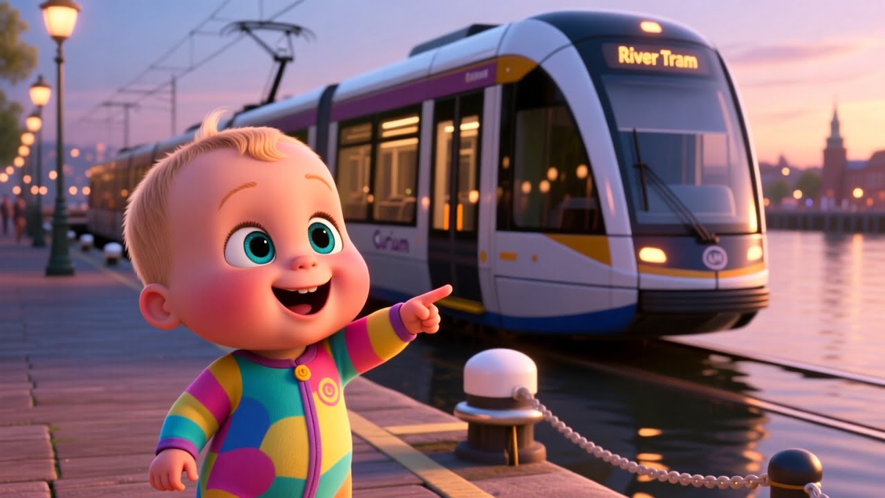 Baby Neon River Tram 🚋🌈💦 | Vehicle Song for Kids | Fun Learning Adventure