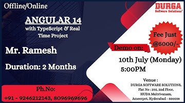 ANGULAR 14 Offline/Online Training @ DURGASOFT
