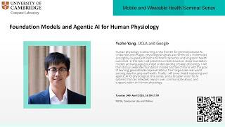Foundation Models and Agentic AI for Human Physiology - Yuzhe Yang