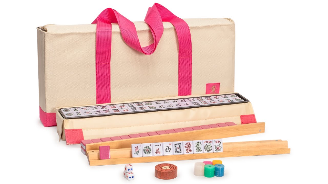 American Mahjong Set, “Rosehill” - 166 Rose-Pink Ridged-Backed