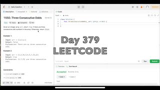 Day 379: LeetCode Problem 1550. Three Consecutive Odds - Swift screenshot 4
