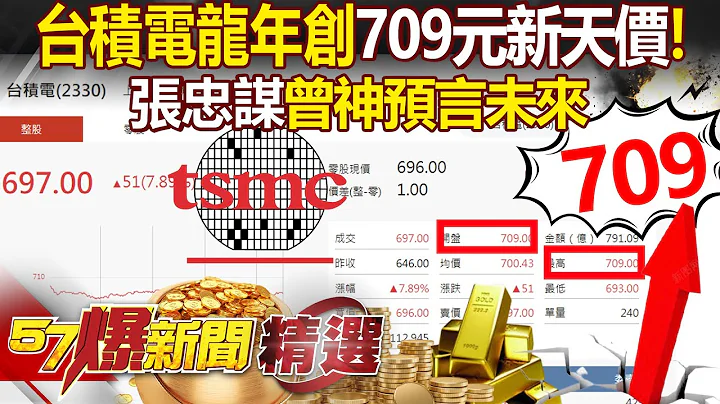 台积电创“709元新天价”龙年飙新高！张忠谋神预言：全球兵家必争之地 - 黄世聪 邱敏宽 汪洁民 徐俊相【57爆新闻 精选】 - 天天要闻