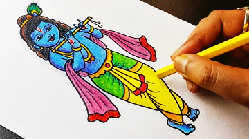 Lord Krishna Drawing (full body) | How To Draw God Krishna | Shri Krishna Drawing