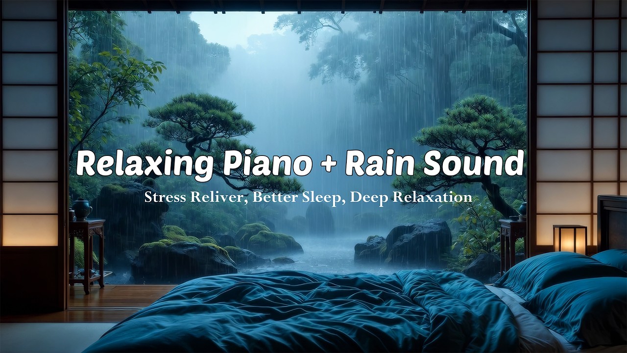 Relaxing Piano + Rain Sounds -  Relaxing Cozy Bedroom with Rain Sounds to Ease Stress and Anxiety