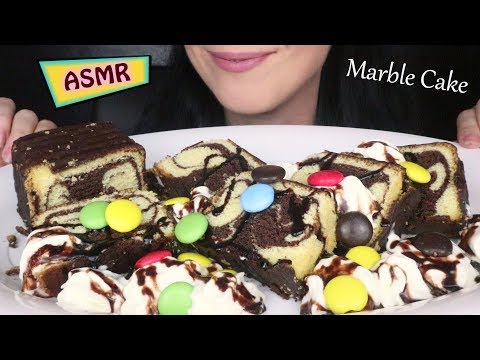 ASMR: MARBLE CAKE & PEANUT BUTTER CANDIES WITH WHIPPED CREAM | Eating Sounds | No Talking