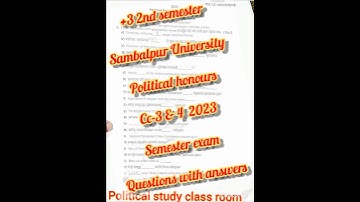 Sambalpur University+3 2nd semester political honours core-3&4 semester exam questions with answers