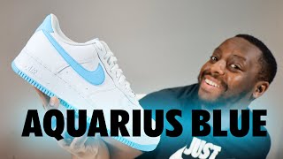 Nike Air Force 1 Aquarius Blue ♒ On Foot Sneaker Review QuickSchopes 662 Schopes HF2903 100