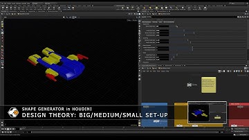 Spaceship Generator using Big/Medium/Small Design Theory with the Houdini Shape Generator:
