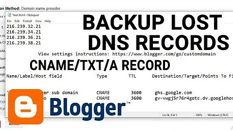 How to backup lost DNS CNAME records on Blogger A/TXT/CNAME record