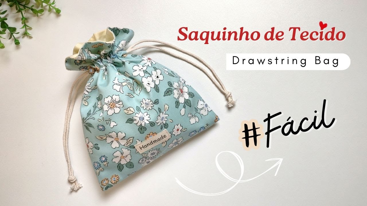 Saquinho de Tecido em 5 Minutos!!! How to Make a Drawstring Bag | Tutorial de Costura