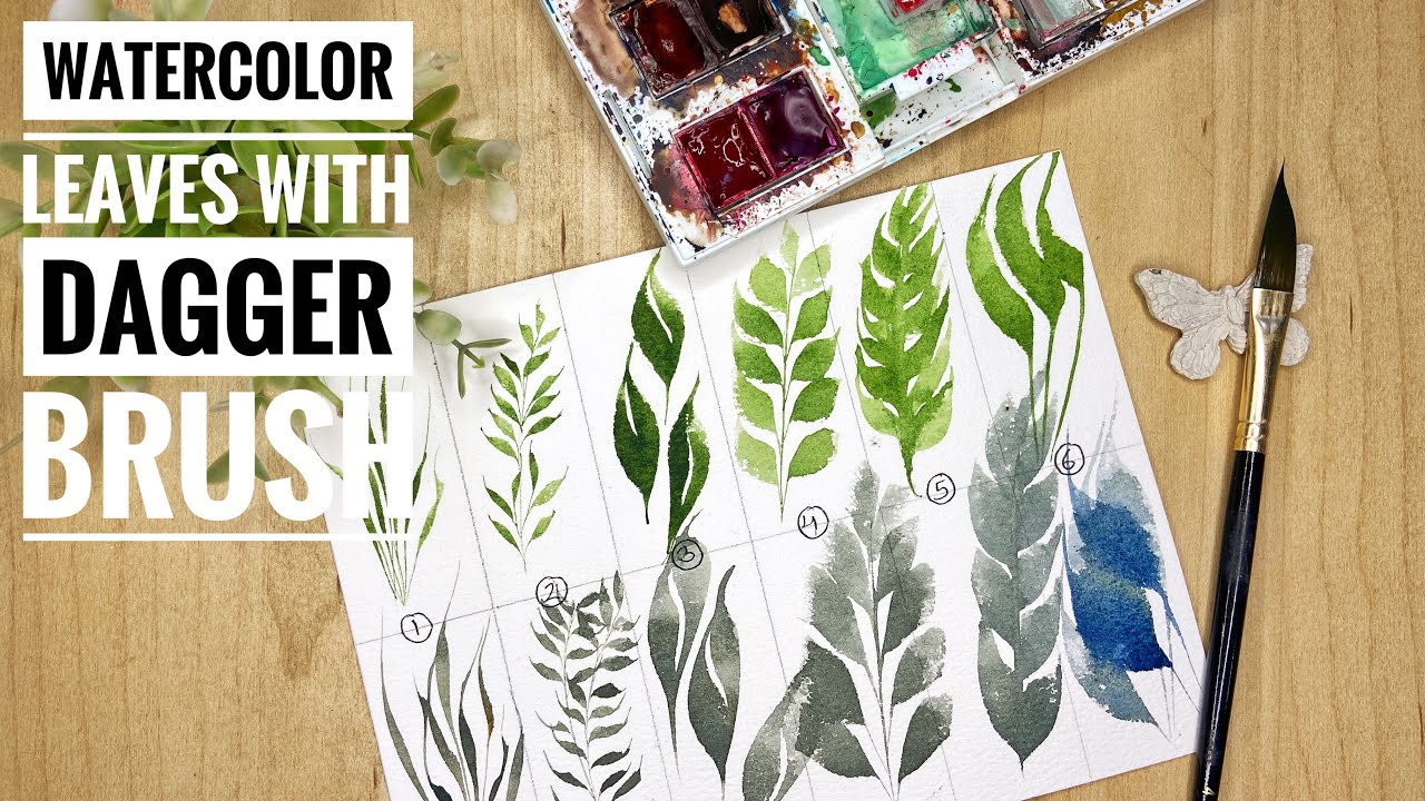 How to paint Watercolor Leaves with Dagger Brush Easy Beginner Leaves Tutorial