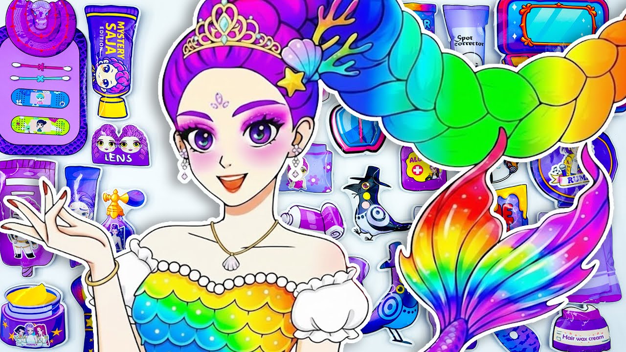 🎀Paper DIY🎀 KPOP DEMON HUNTERS Rumi Colorful Hairstyle + Makeup + Fashion Blind Box Unboxing ASMR