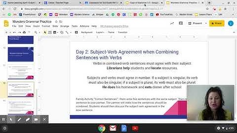 Wonders U3W5 Day 2: Subject-Verb Agreement when Combining Sentences with Verbs