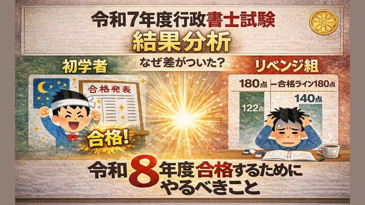 【令和7年度行政書士試験合格発表】　試験結果の考察とこれから勉強法について　初学者の方、リベンジ組にもおすすめ！