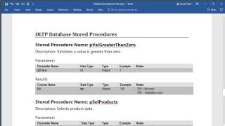 Typical Database Planning Document