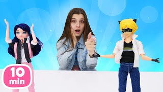 картинка: Леди Баг и Супер Кот пытаются узнать личности друг друга! Видео для детей про игрушки