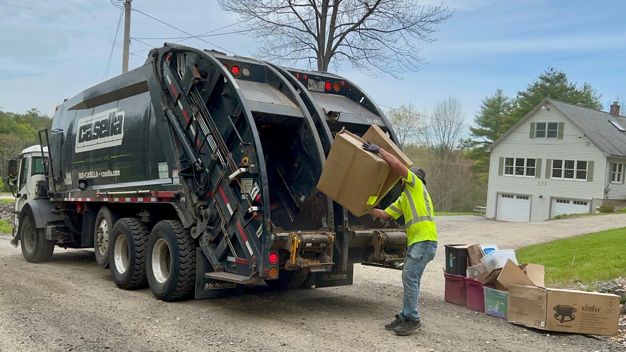 Casella Waste Garbage Truck VS Dirt Road Trash