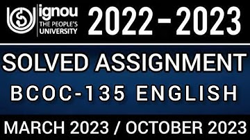 BCOC-135 SOLVED ASSIGNMENT 2022-23 IN ENGLISH I BCOC-135 SOLVED ASSIGNMENT 2023 | BCOC-135
