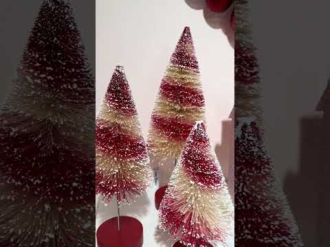 Raz 15" Peppermint Swirl Bottle Brush Trees Set of 3 4315554