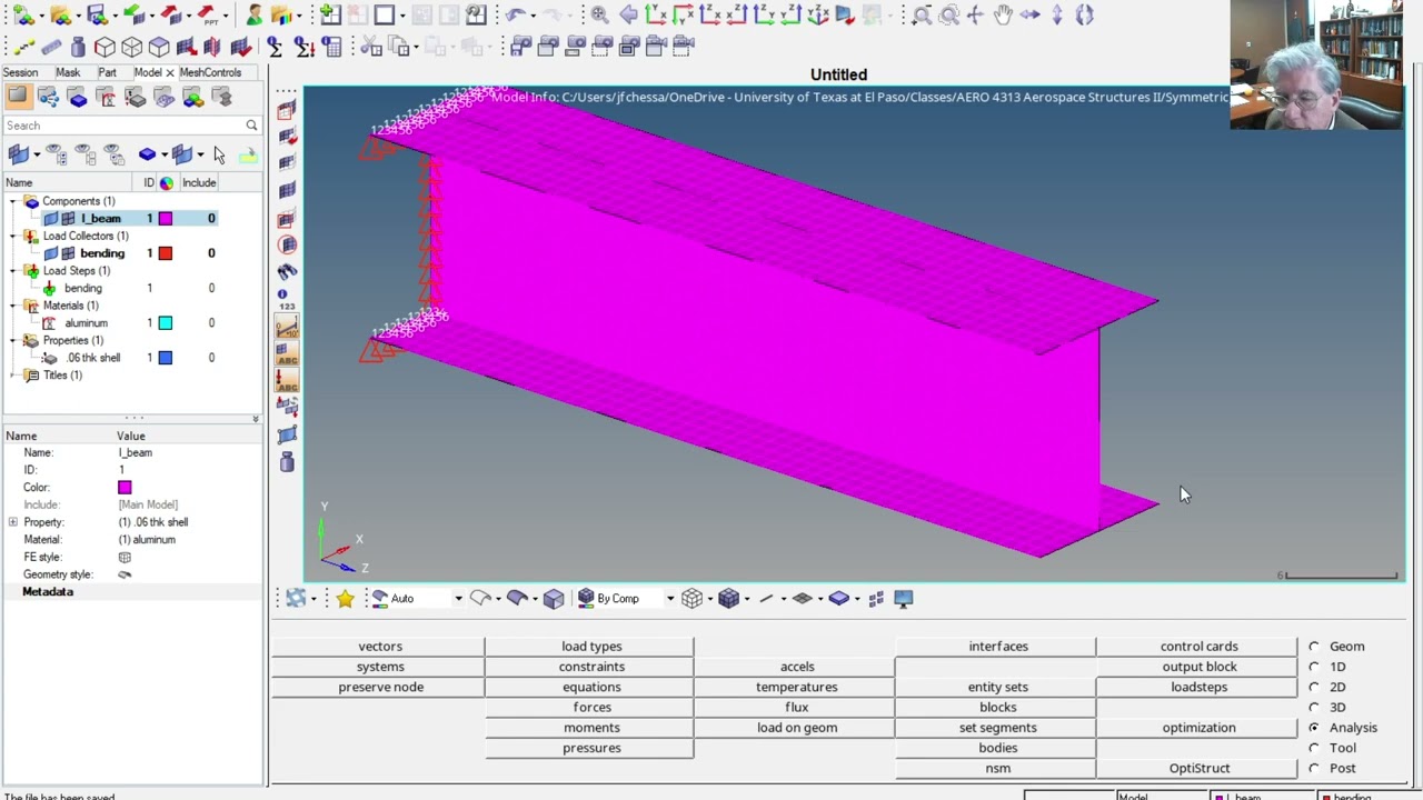 Shell element mesh in Hypermesh.