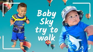 Baby Sky Try To Walk First Time