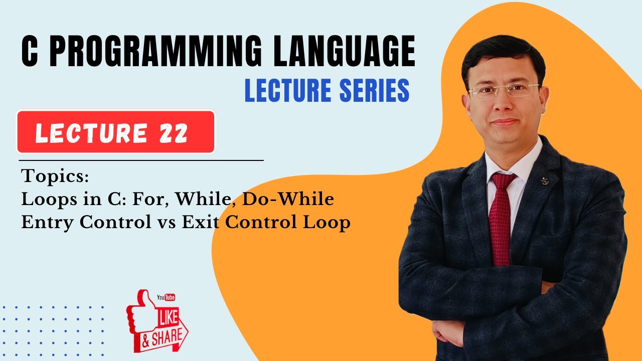 Lecture 22 — Loops in C: For, While, Do-While | Entry Control vs Exit ...