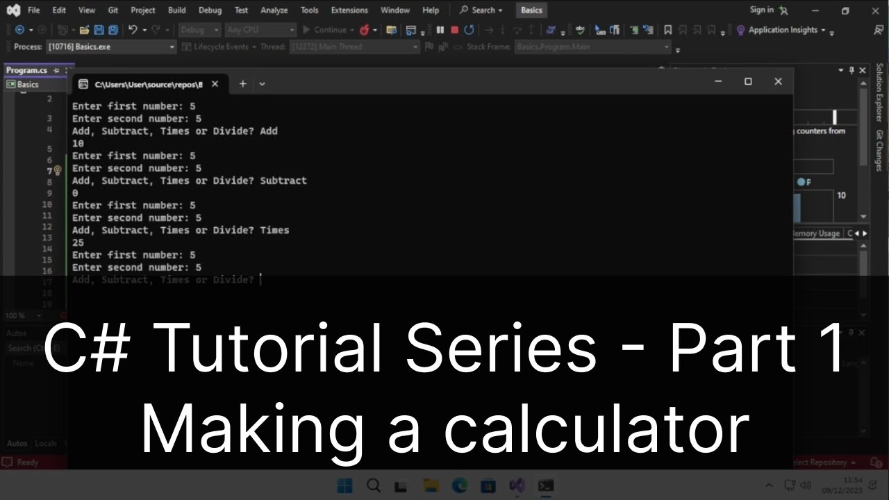 C# Tutorial Series - Part 1 - Making a calculator - YouTube