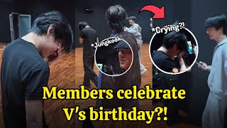 Crying?! Celebrated by the Members, look at Jin looking so excited, V crying hiding this?