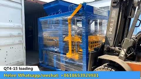 How to load the block machine line-QT4-15 automatic concrete block making machine loading container