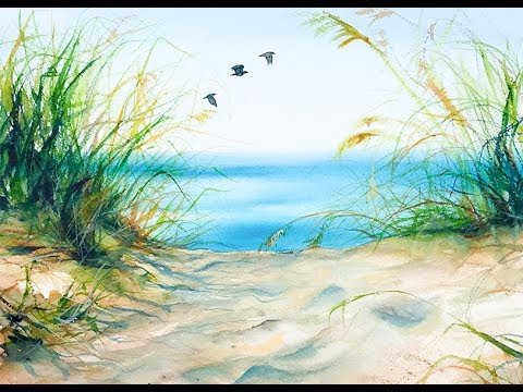 Watercolors Beach Grass Painting Tutorial - YouTube