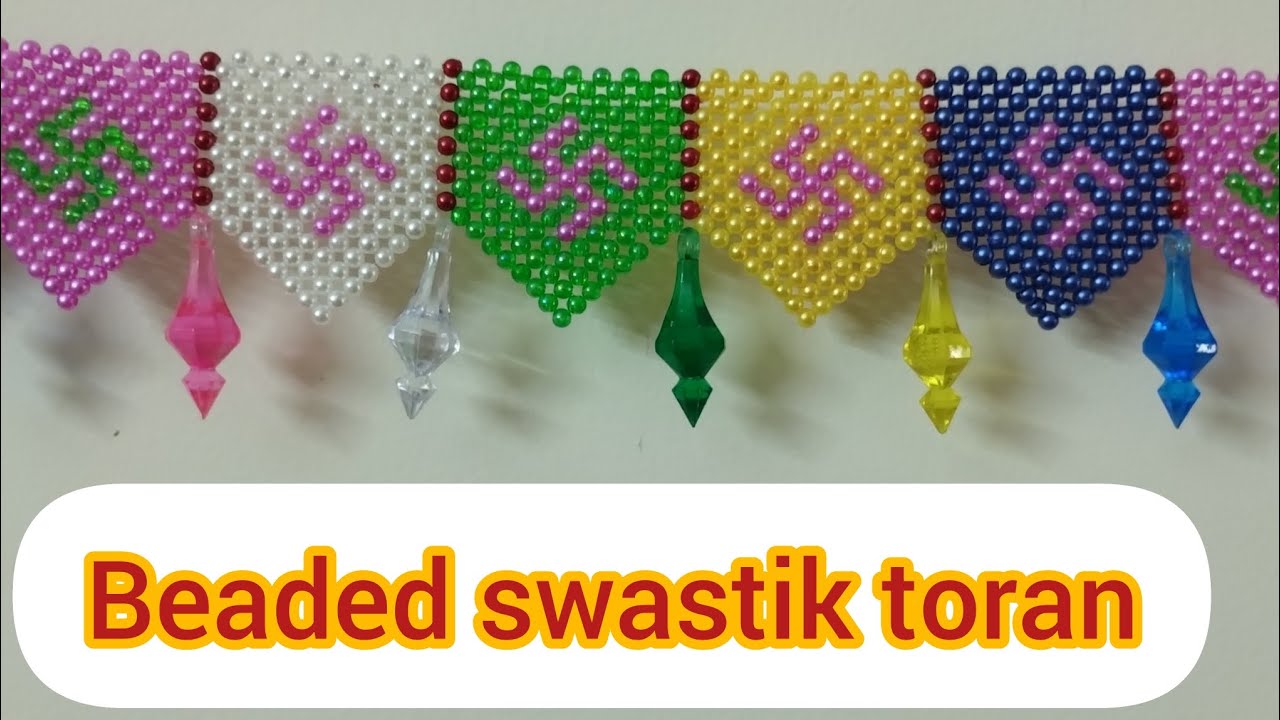 How to make beaded swastik toran# swastik bandarwal #moti work #nehabeadsart 