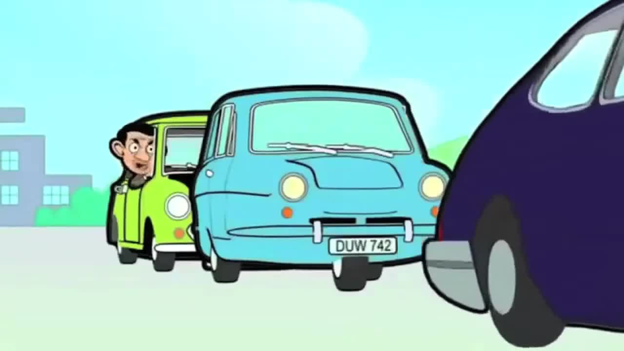 Mr Bean Cartoon Blue Car