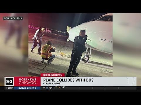 Plane collides with bus at O'Hare International Airport