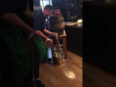 Opening a cask of beer in Berlin