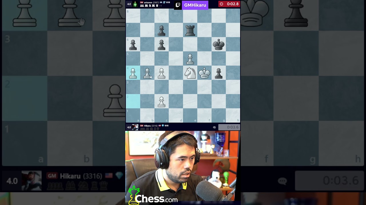 1000 elo chess endgame. #hikarunakamura #fyp #chesstok #gothamchess #c