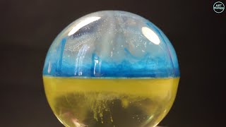 Ukrainian Flag Resin art sphere, [ Alcohol ink in resin ], Epoxy resin. 3D Resin Art. DIY