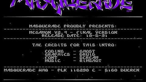 Amiga Intro : Megamon 2.4 Intro / Masquerade (1991) (HD 50 fps)