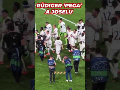 RÜDIGER 'PEGA' a JOSELU durante la CELEBRACIÓN del REAL MADRID