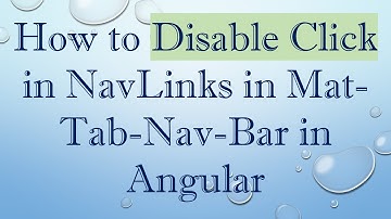 How to Disable Click in NavLinks in Mat-Tab-Nav-Bar in Angular